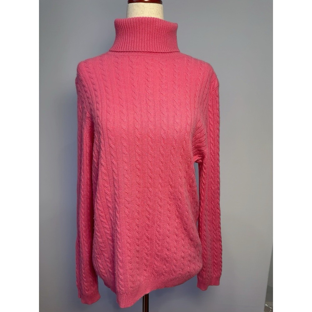 Charter Club Pink Cable Knit Turtleneck Sweater